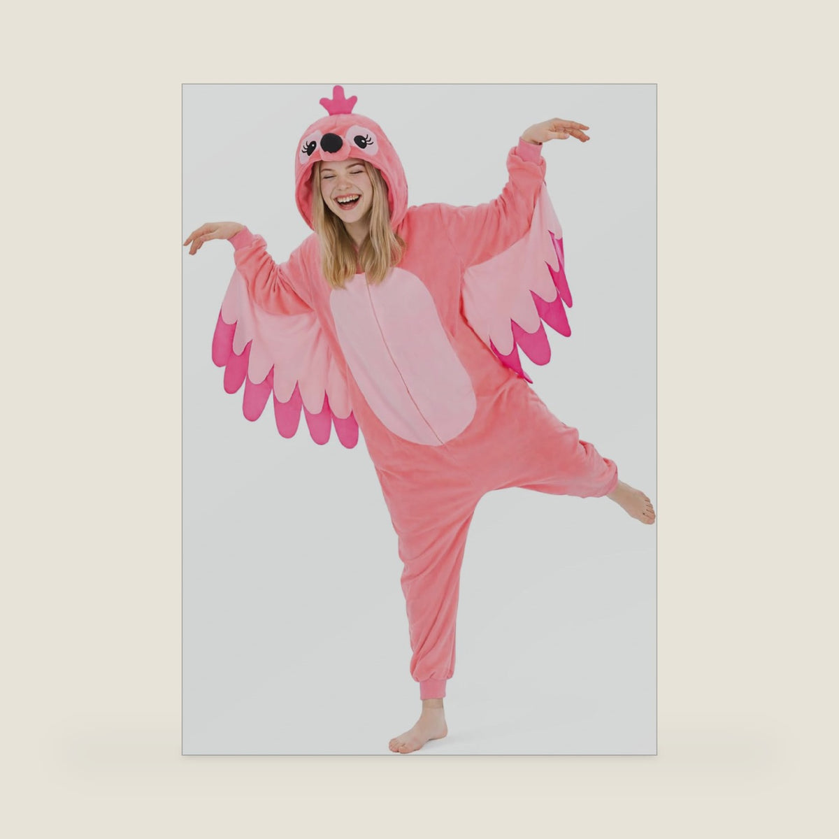 Adult Flamingo Onesie Costume - 3D Hooded Animal One-Piece Pajama for Halloween Men Women