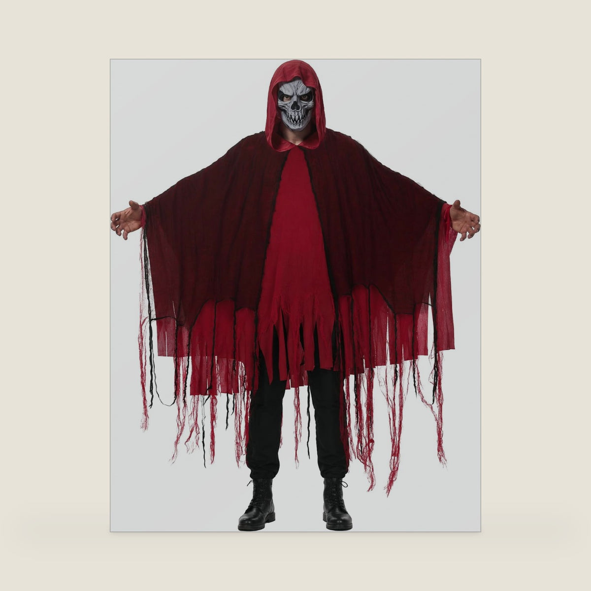 Grim Reaper Costume for Men Women Adult Scary Hooded Cloak Halloween Cape Cosplay Costumes