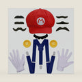 Adult Halloween Costume Accessories Set with Red & Green Hats, Suspenders, Gloves, Mustache & Buttons