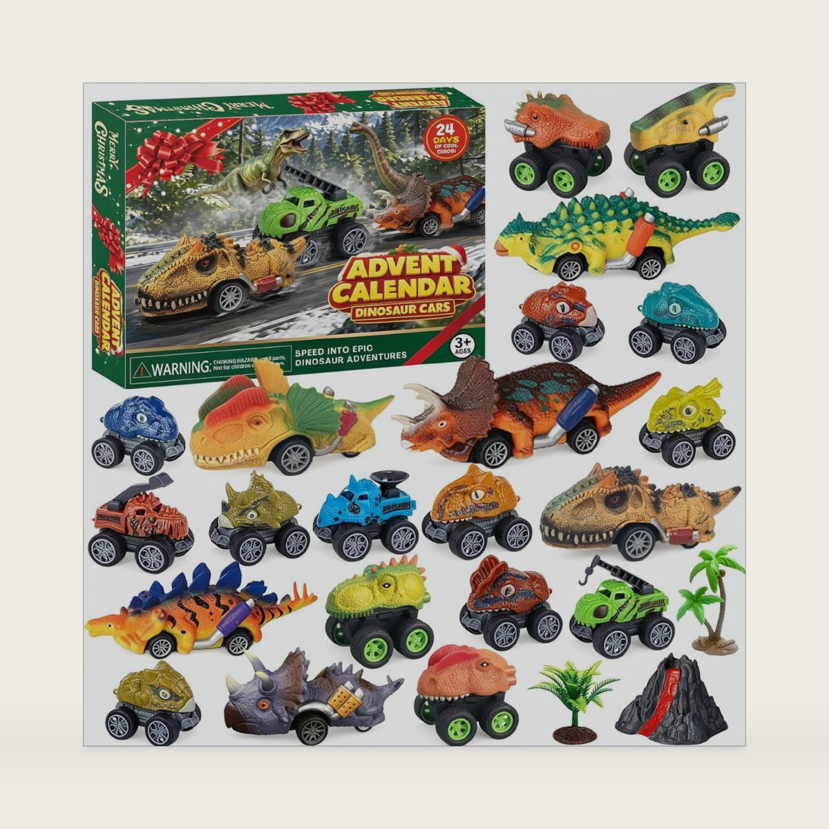 Advent Calendar 2026 Kids Boys,Dinosaur Monster Truck 24 Days Countdown Toy