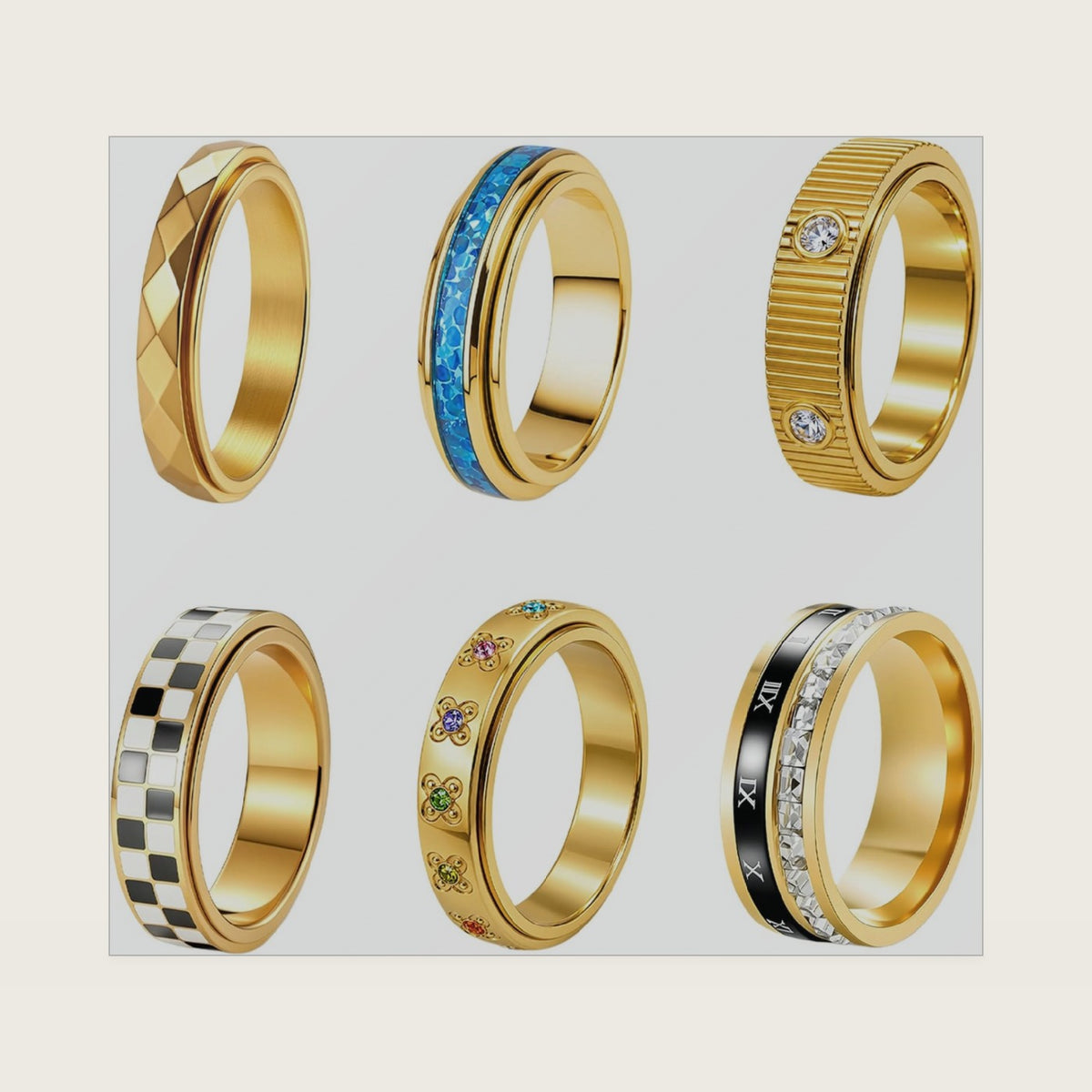 LOFITOR Anxiety Rings for Women Spinner Fidget Ring Set Anti Stress