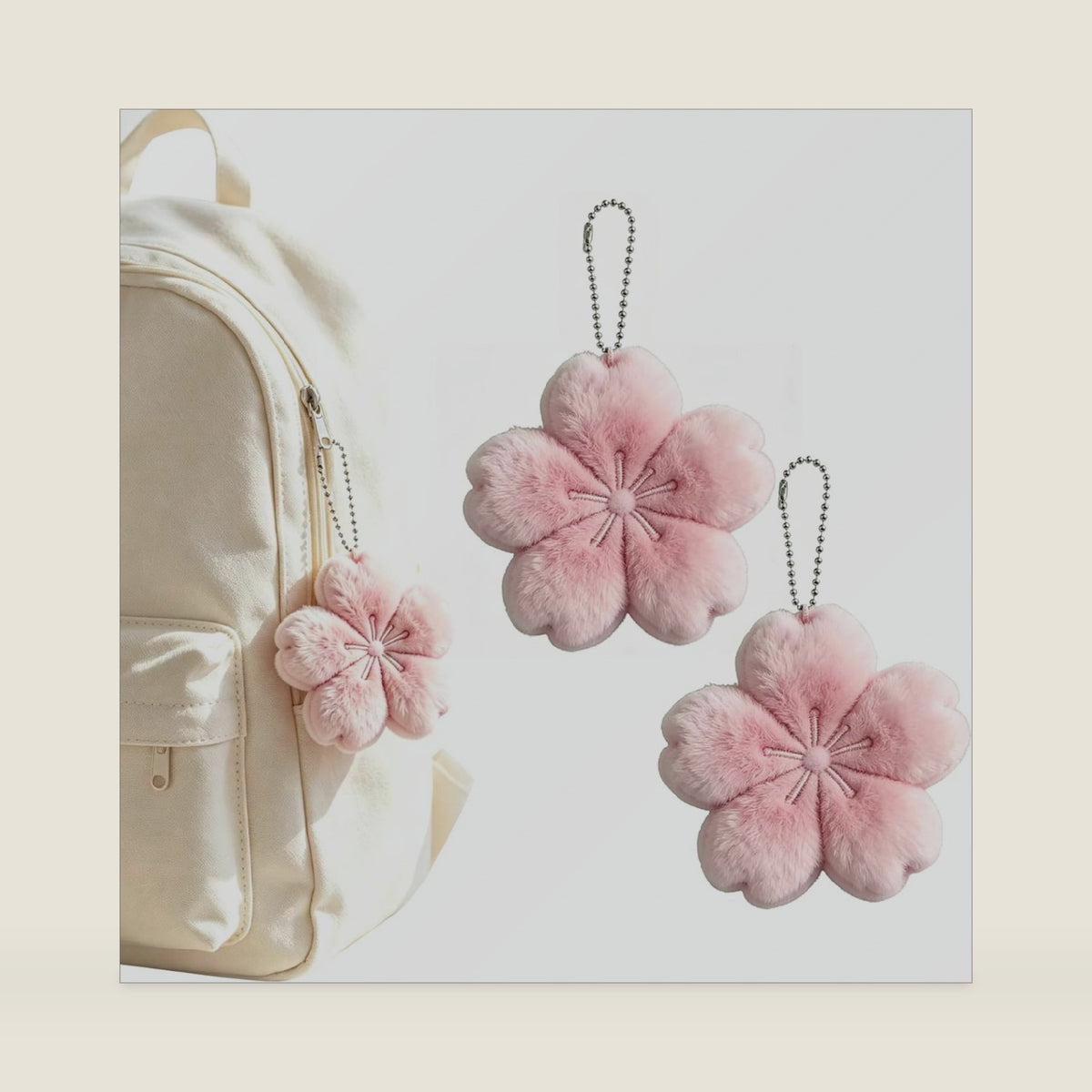 Sakura Plush Keychains, Key Rings, Backpack Accessories, and Gifts