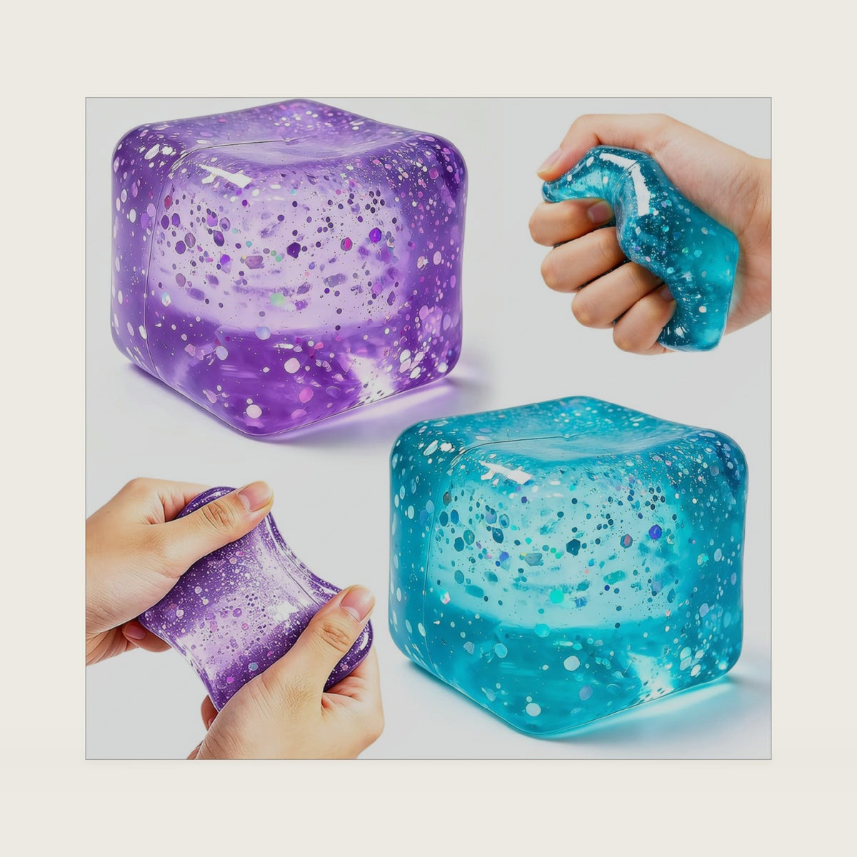 2 Pcs Stress Balls Fidget Toys, Stress Cube Slow Rising, Square Shape Squeeze Toys for Adults, Classroom Prizes, Christmas, Party Favors, Stocking Stuffers
