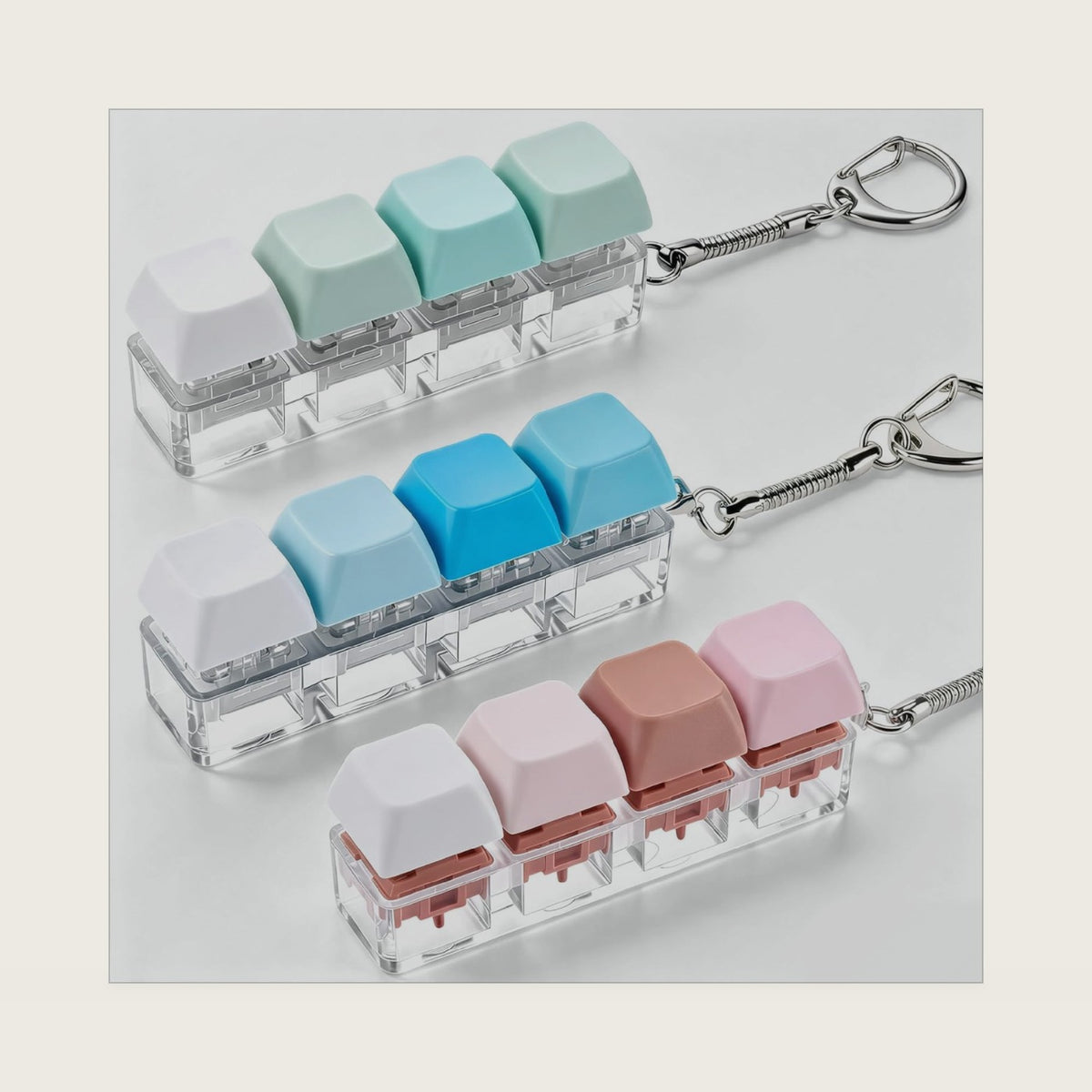 3 Pack Keyboard Fidget Toy Clicker Fidget Thocky Creamy Clicky Keychain