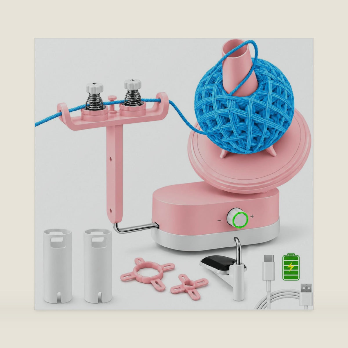 Electric Yarn Winder Large Capacity Cordless Automatic Rechargeable