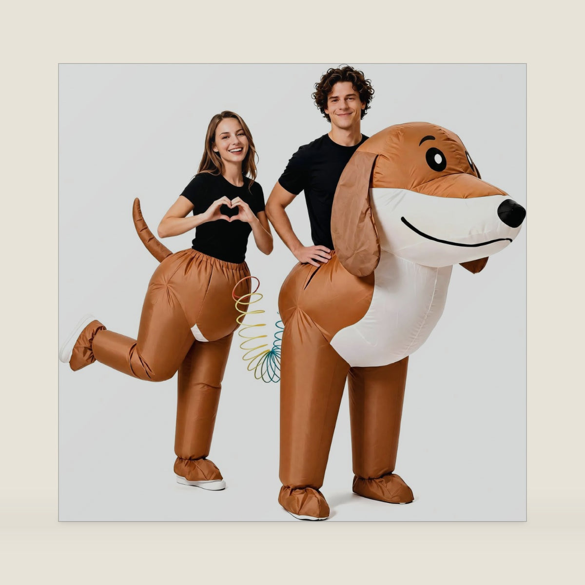 Two-Person Couples Inflatable Dachshund Dog Costume for Adults