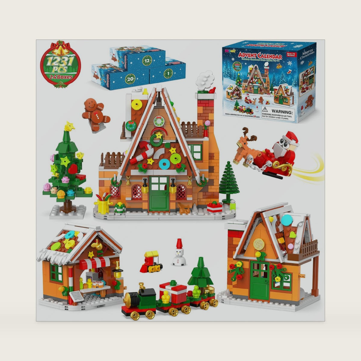 Advent Calendar 2026, Gingerbread House Building Block Set, 1231 PCS