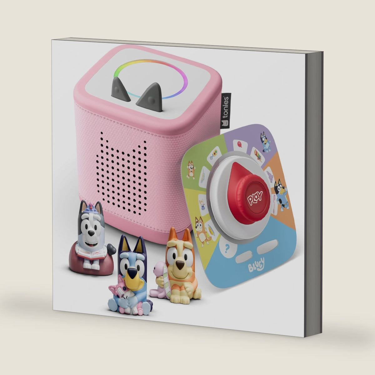 Toniebox 2 Audio Player Speaker Bundle for Kids 3+ with Bluey, Bingo, and Muffin Figurines and Tonieplay Game & Controller - Cloud Pink