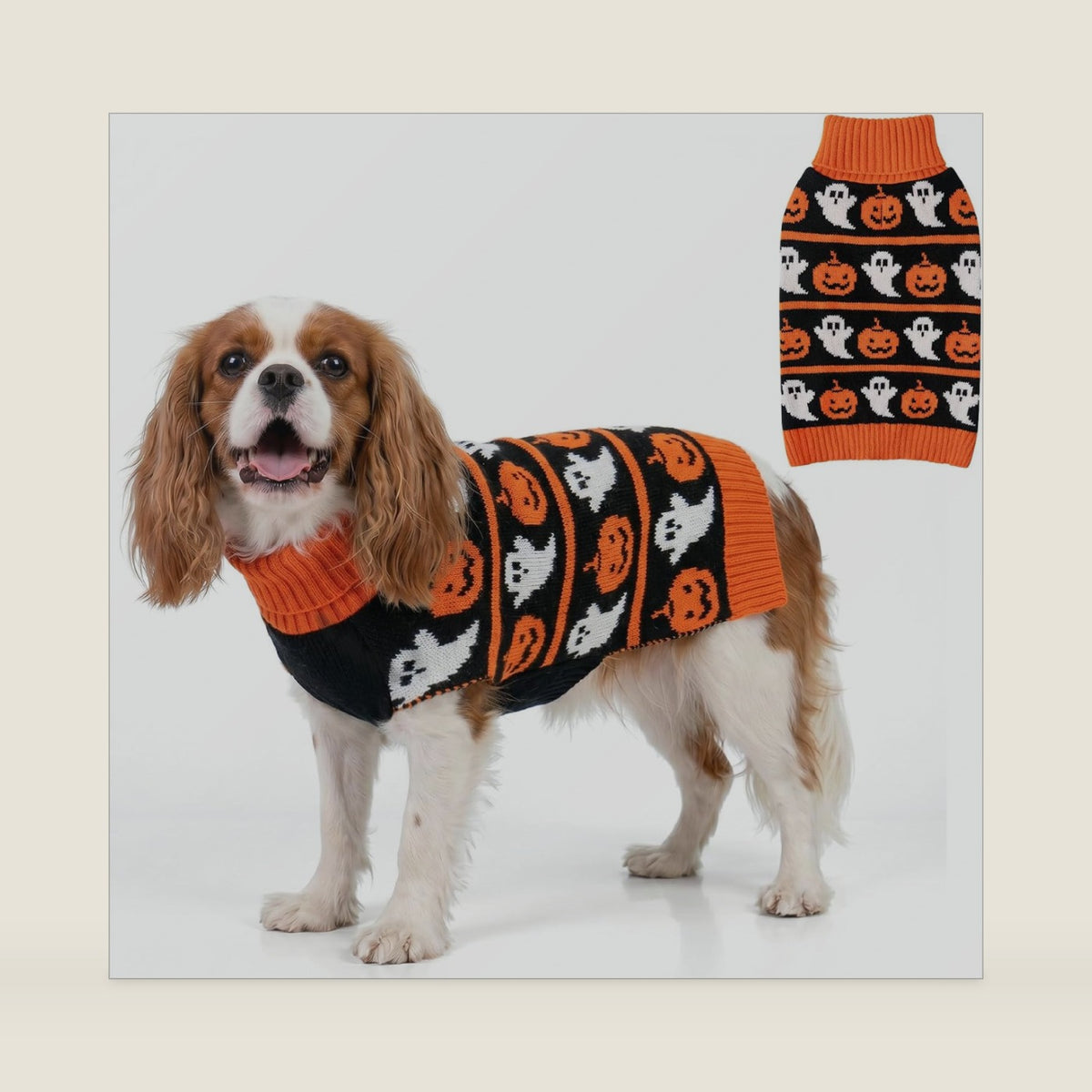 KYEESE Dog Halloween Sweater for Small Dogs Knit Pet Outfit with Pumpkin