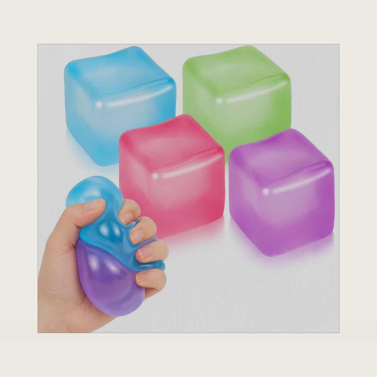 4 Pack Premium Big Block Stress Cube, 2" Slow Rising Sensory Squeeze Cube Filled with Thick Substance, Squishy Fidget Toy Classroom Prizes Party Favors for Adults Teens (4 Pcs)