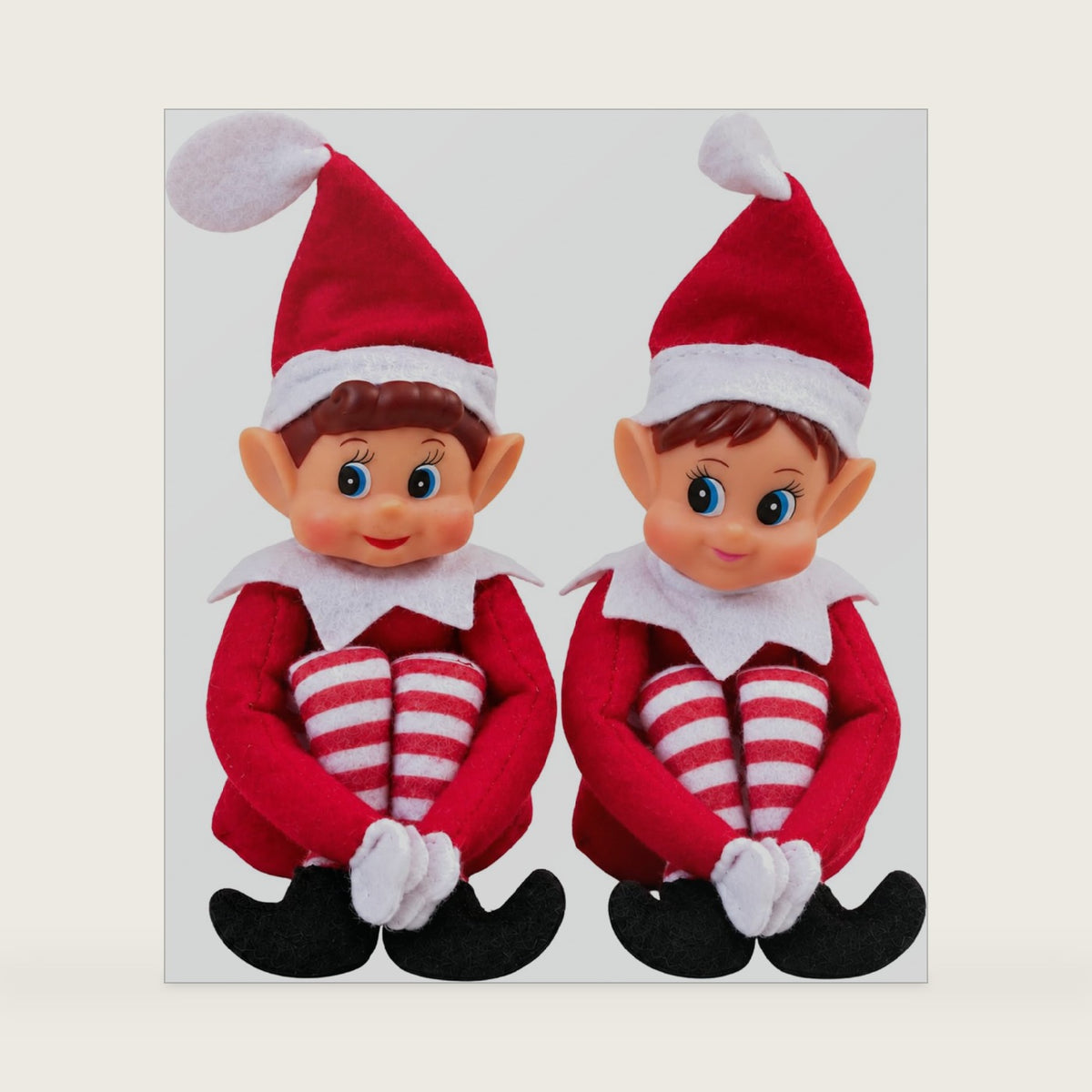 Christmas Elf Plush Toy Pair, Classic Boy and Girl 14-Inch Holiday Dolls, 2-Pack with Keepsake Box