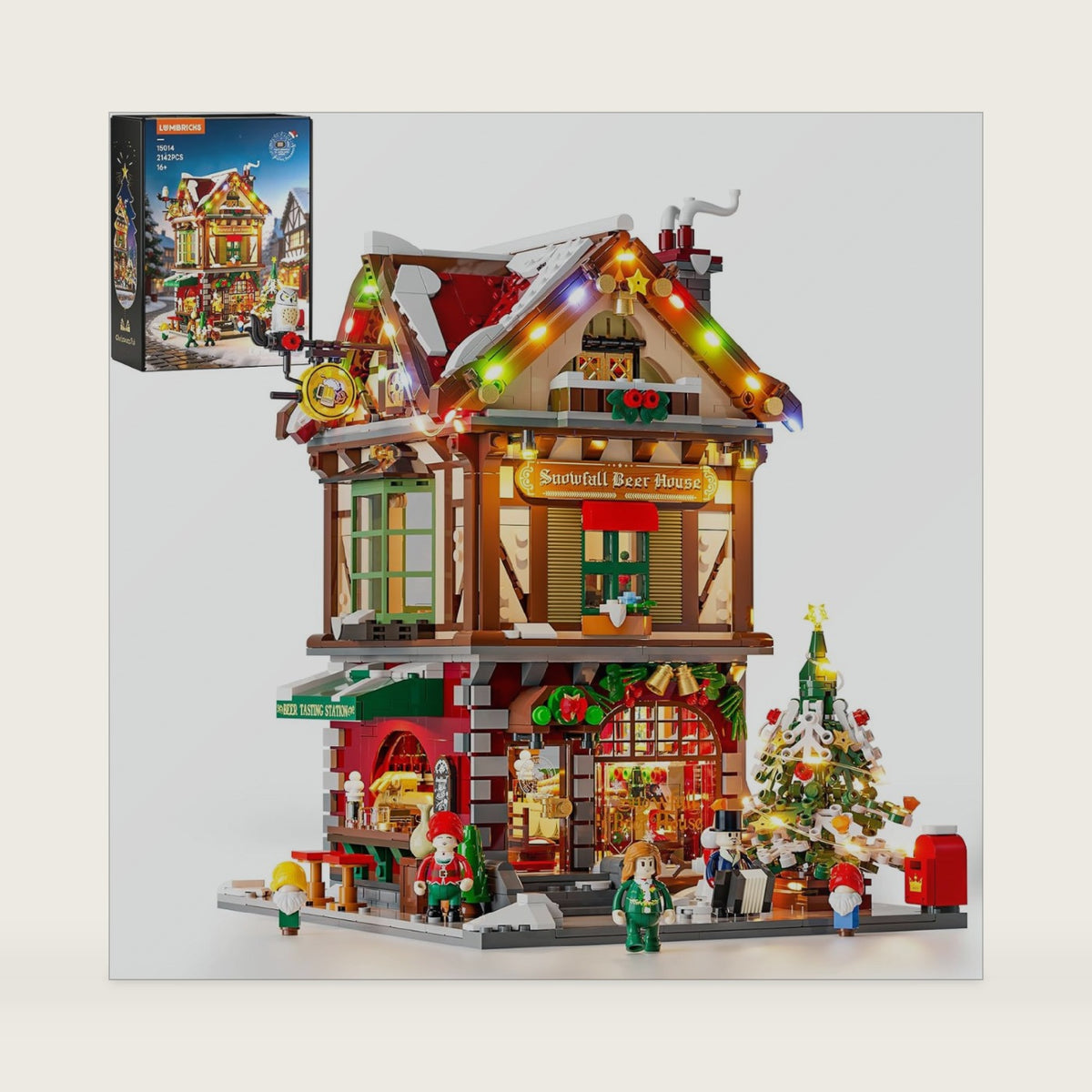 Lumibricks Christmas Pub Lighting Building Set - 2142 Pcs Town Tavern
