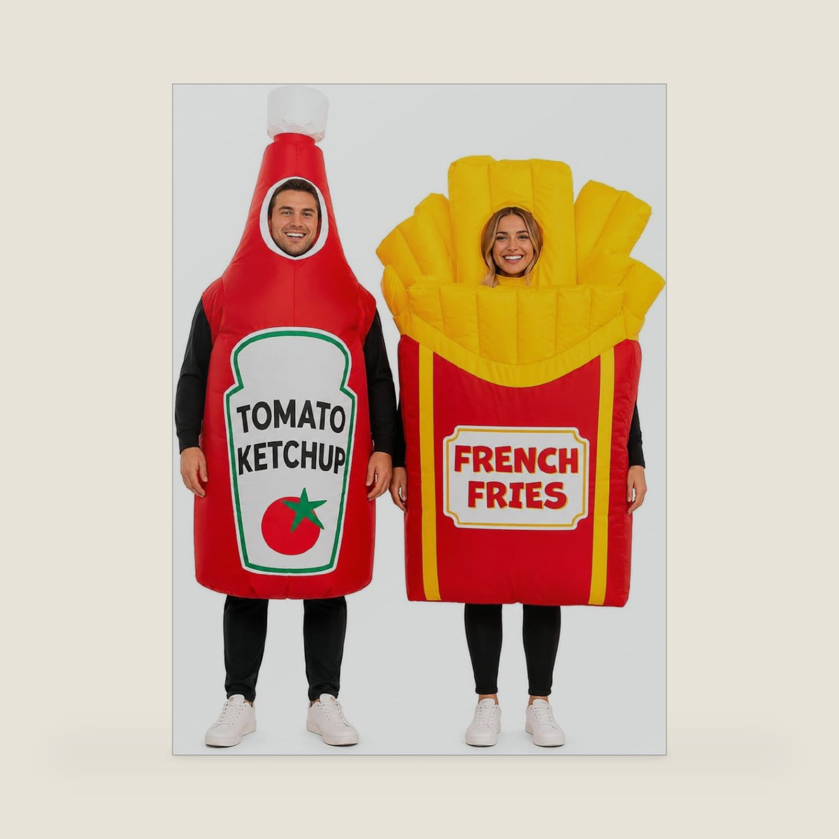 Adult Inflatable Couple Costume, Ketchup and Fries Party Outfits