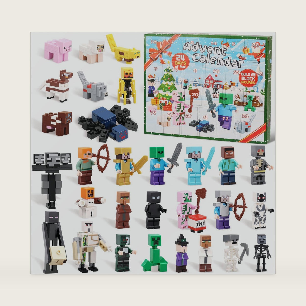 Christmas Advent Calendar 2026 Kids, 24 Days Toy Figures Building Blocks Countdown Calendar Including 29 Characters, Boys Advent Calendar Surprise Christmas Gift for Kids Boys Girls Fans