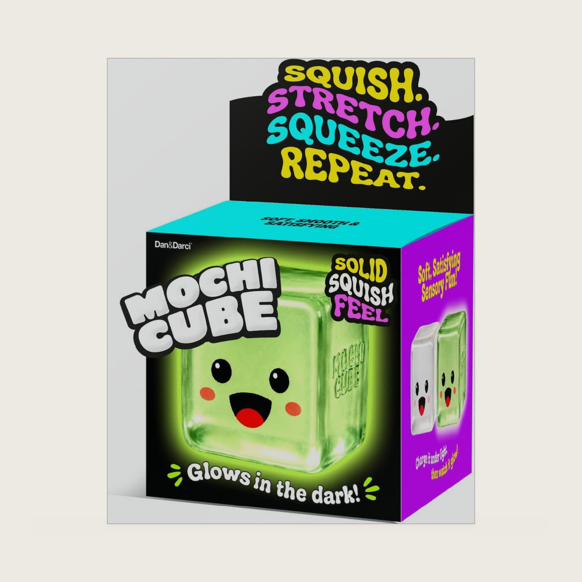 Mochi Cube - Glow in the Dark Big Stress Squishy Fidget Toy - Slow Rising