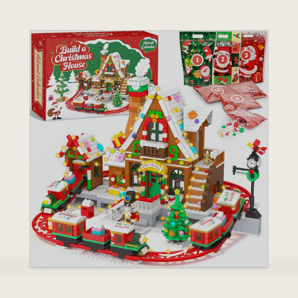 Advent Calendar 2026 Christmas Train House Building Blocks for Kids Adults