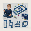 2-in-1 Space Floor Puzzle & Race Track Playset for Kids Ages 3-8
