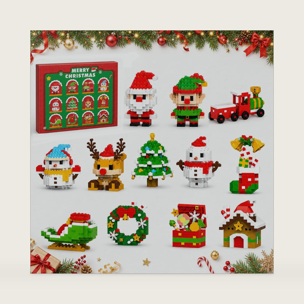 Christmas Advent Calendar Building Blocks, 12 Days Mini Builds Kids Gift