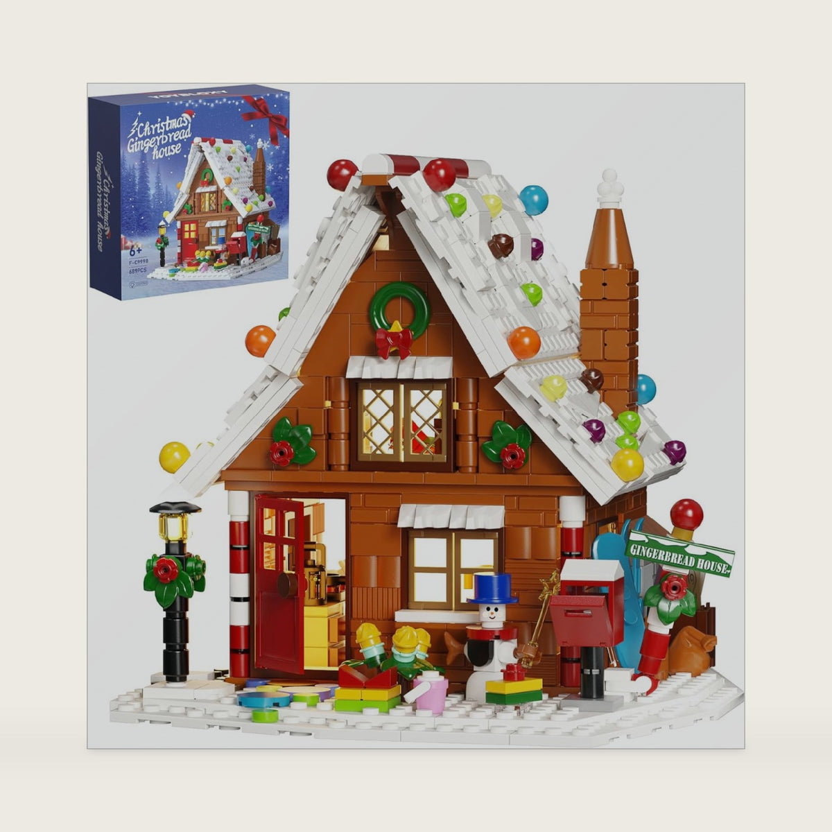Christmas Gingerbread House Building Set with LED Light Kit