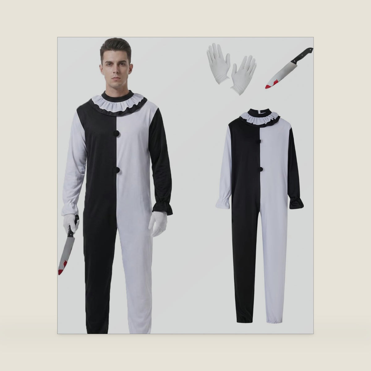Men Scary Killer Clown Costume Halloween Cosplay Horror Movies Clowns Costumes for Adult