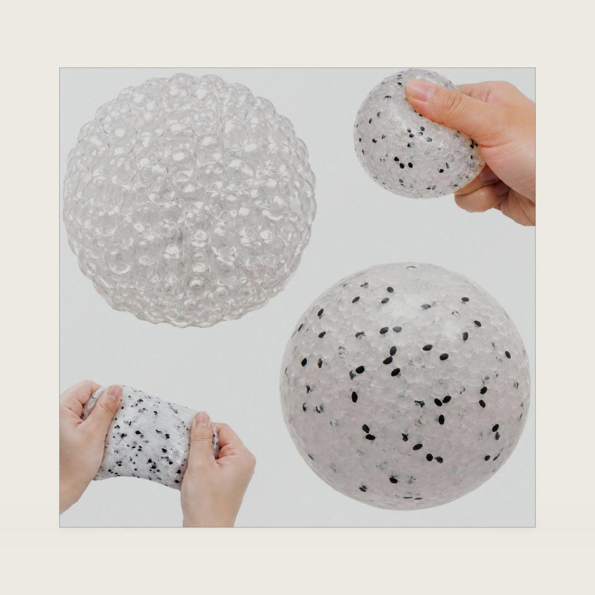 2 PCS Crunchy Squishy and Bead Squishy, Squishy with Beads Inside Rice Ball and Moonlight Ball, Squishy Beads Stress Relief Tools for Office Focus, Portable Sensory Squishy Bead for Daily Calm