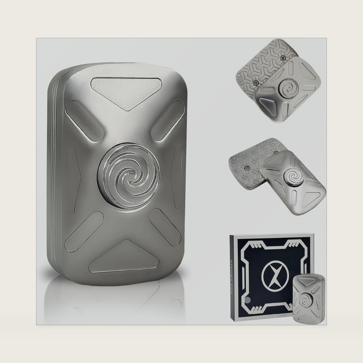 Fidget Toys Adults,2-in-1 Metal Fidget Slider & Spinner (Silver)