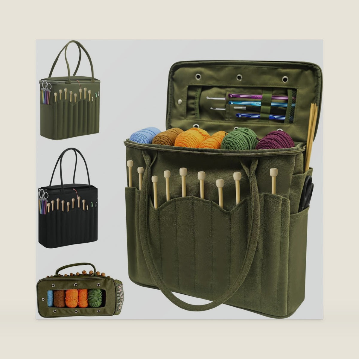 Crochet Bag, Large Yarn Storage Organizer for Knitting and Crochet Supplies