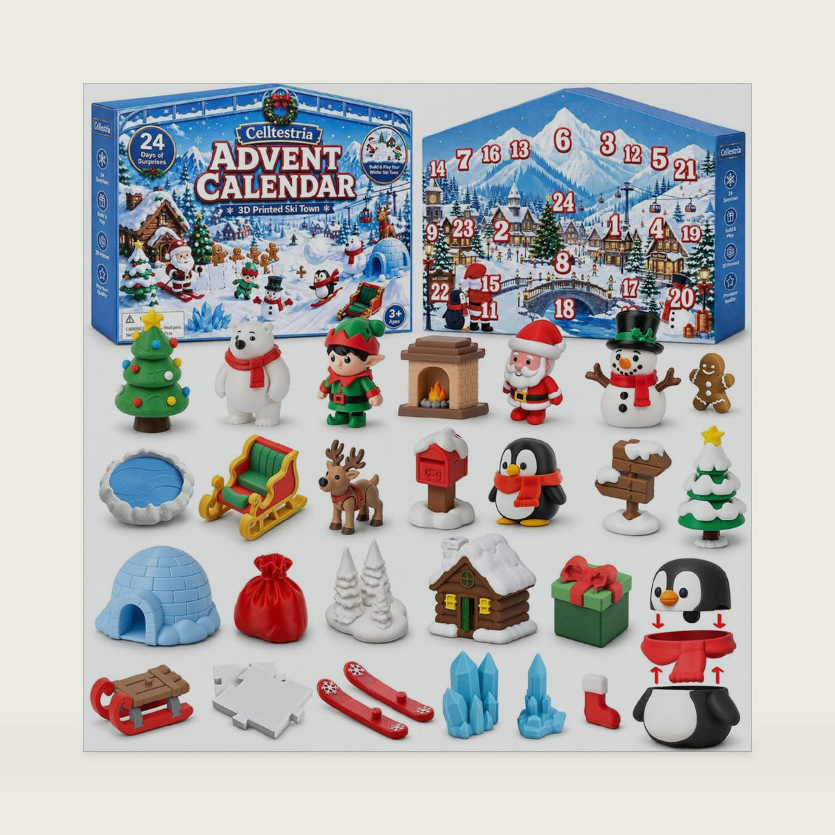 Celltestria Advent Calendar 2026 Christmas 3D Printed Figures Fidget Toys