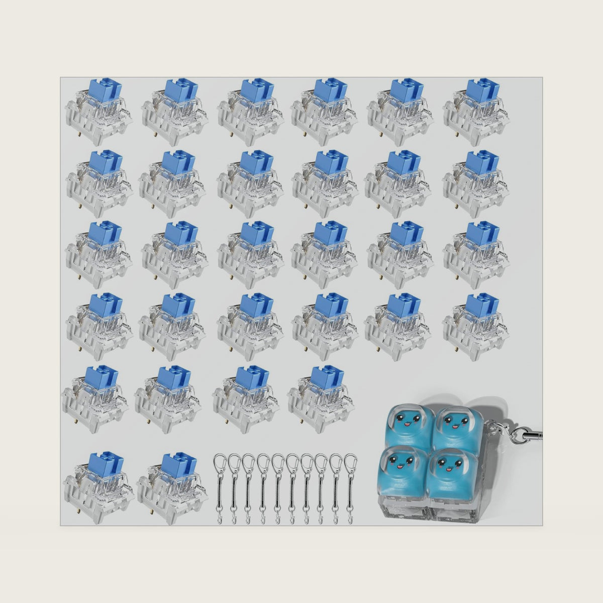 Zhouwang 150PCS Keyboard Clickers for 3D Prints,Blue Clicky Keyboard Switch