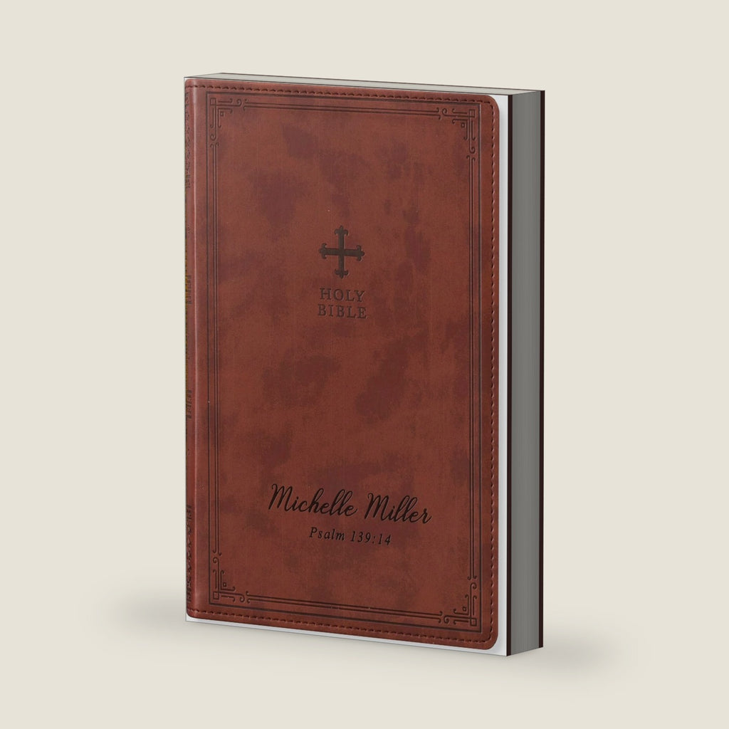 Personalized NRSV Bible Catholic Edition, Custom Name Verse Reference Engraved, Gift for Communion Baptism Wedding Gift for Him Her