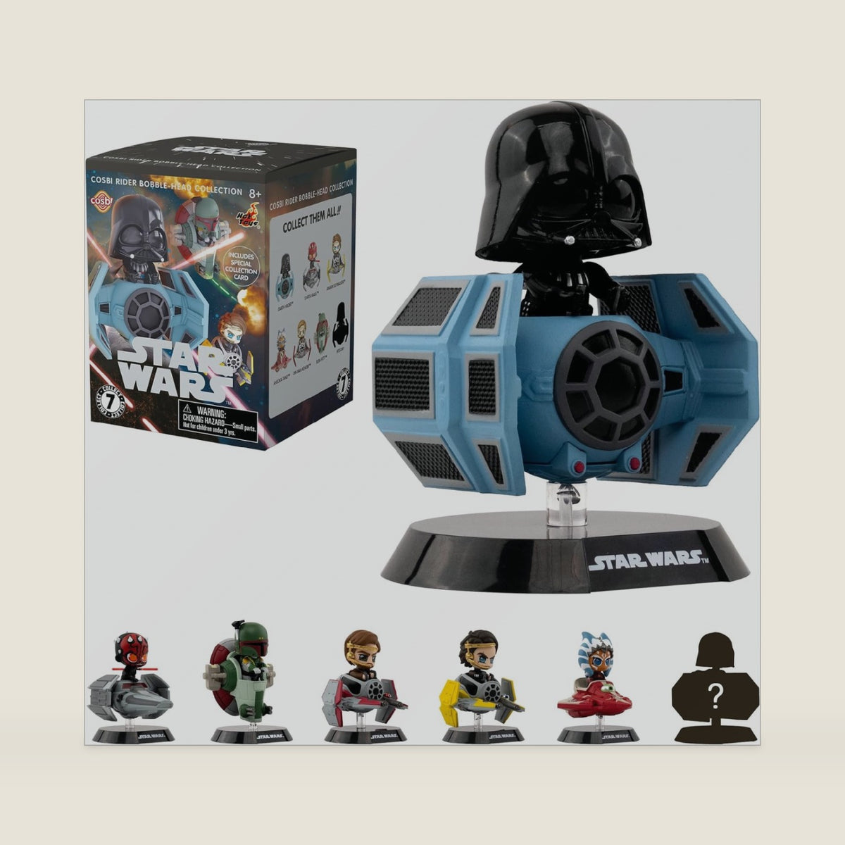 YuMe Star Wars Cosbi Riders Bobble-Head Blind Box Mystery Collectible Figure, 1 Blind Box