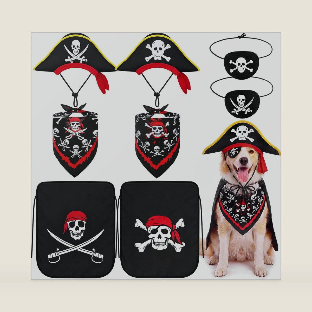 Hillban 8 Pcs Halloween Dog Pirate Costume Set