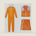 Adult Orange Tracksuit Uniform Sports Suit Zipper Jacket Pants