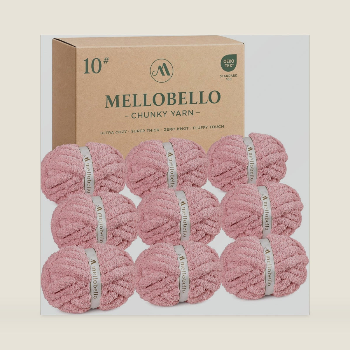 Jumbo Chunky Yarn for Hand Knitting - #10 Chunky Chenille Yarn for Crocheting Blankets,Super Soft Bulky Fluffy Yarn,9 Jumbo Pack(22yds,8oz Each Skein) Blush Pink