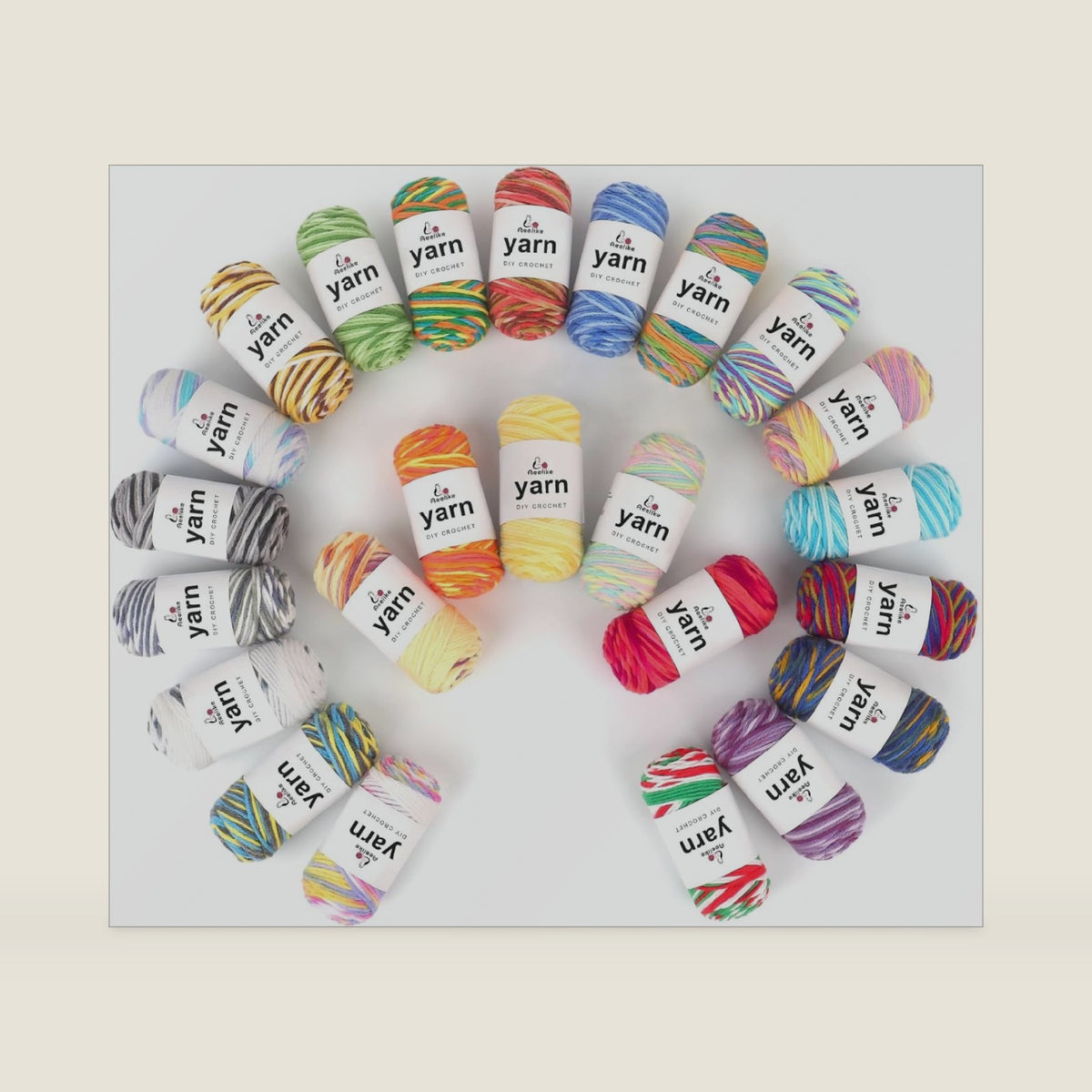 Aeelike Variegated Acrylic Yarn for Crocheting, 24 Mini Skeins, Weight 3