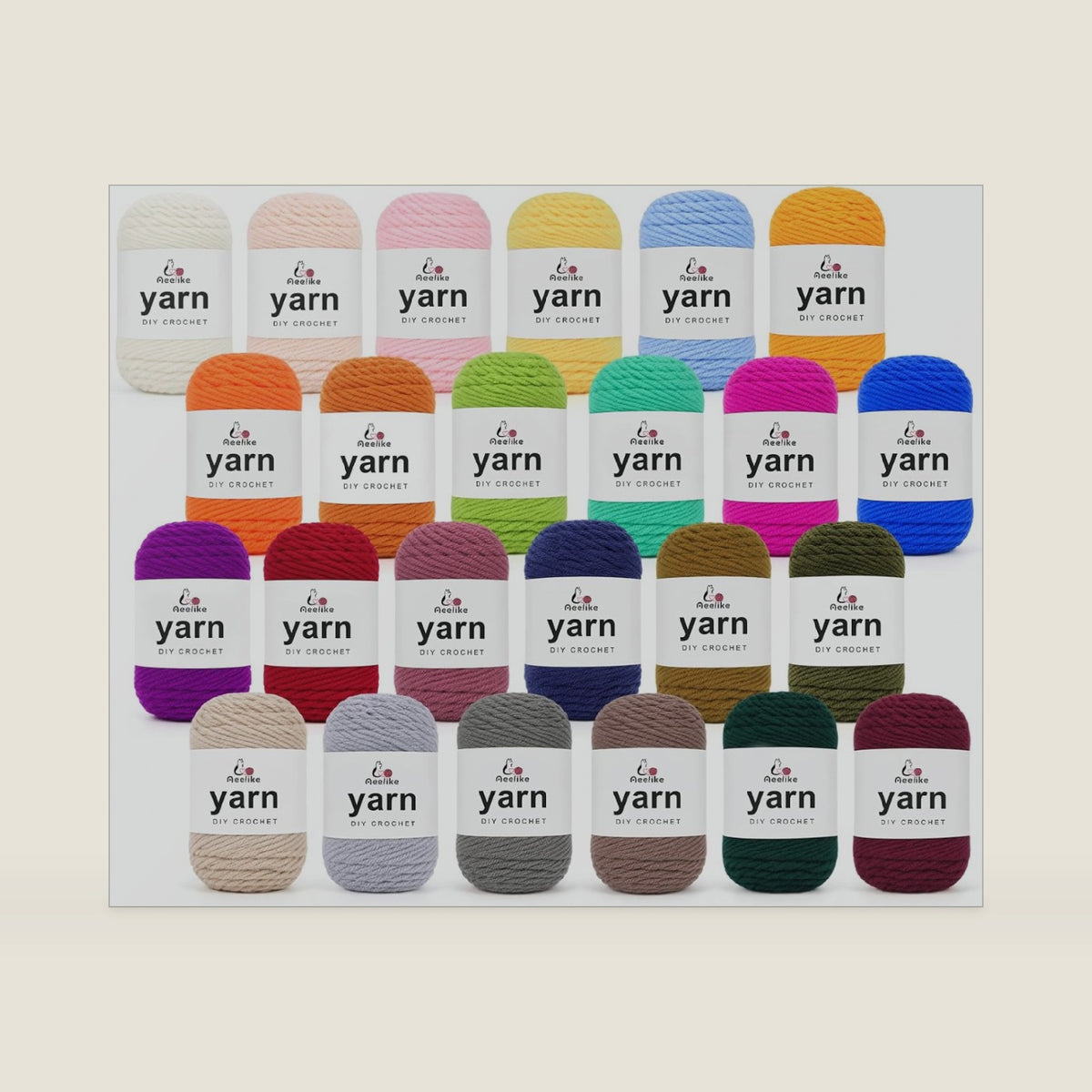 Aeelike Acrylic Yarn for Crocheting, 24 Solid Color Mini Skeins, Weight 3