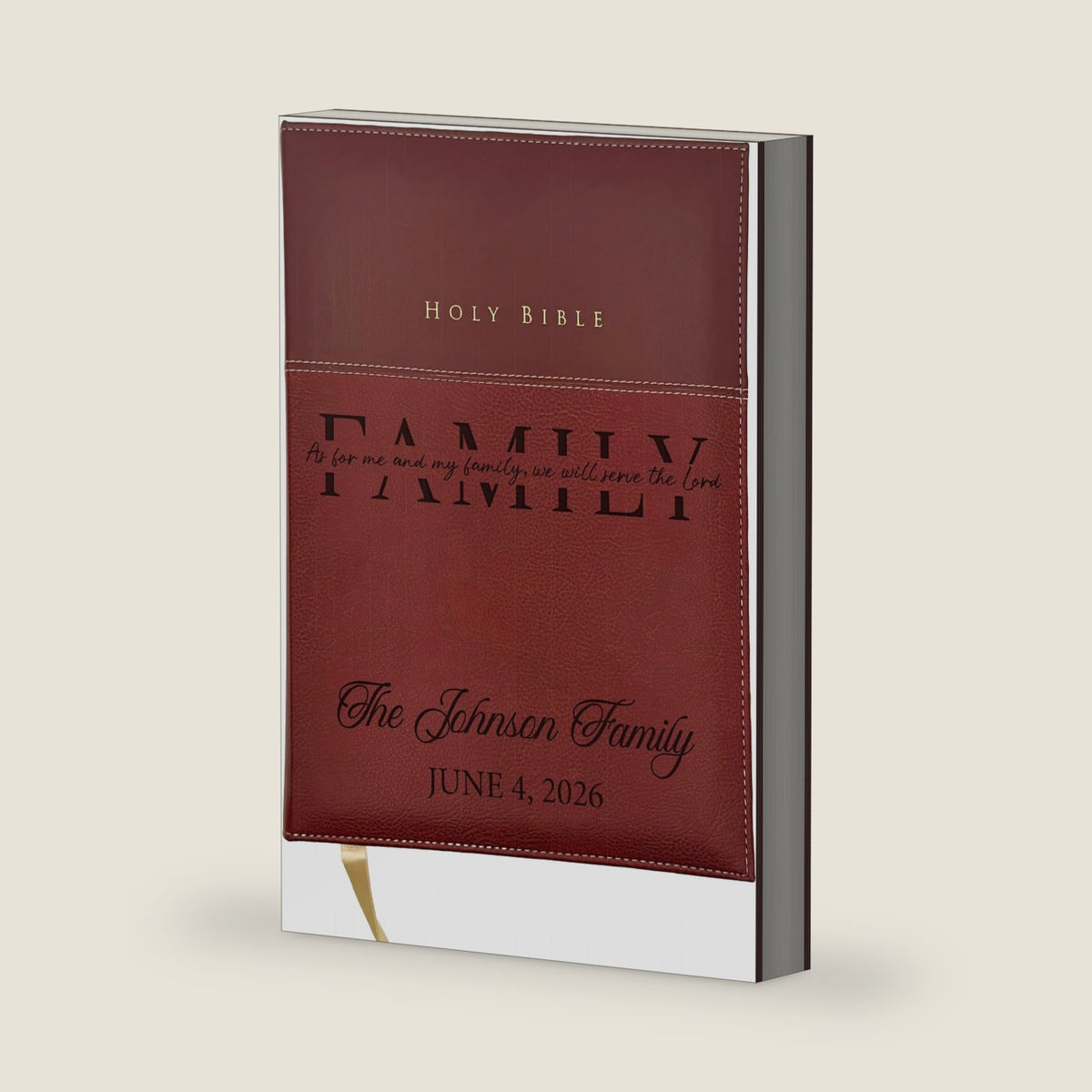 SacredBound Personalized NIV Family Bible – Engraved Keepsake Edition, Burgundy Heirloom Bible, Large Print Wedding Gift, Custom Family Records Generations (Family Serve the Lord)