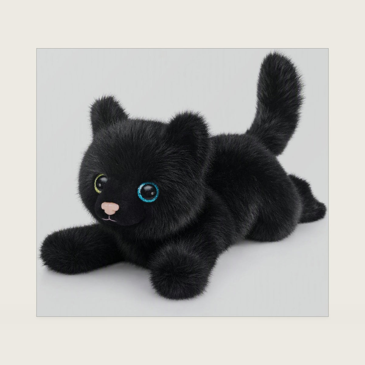 HollyHOME 12" Black Cat Plush Toy, Realistic Soft Lying Cat Stuffed Animal, Fluffy Kitty Plush, Cute Black Kitten Doll for Kids, Cat Lovers, Home Decor & Gifts