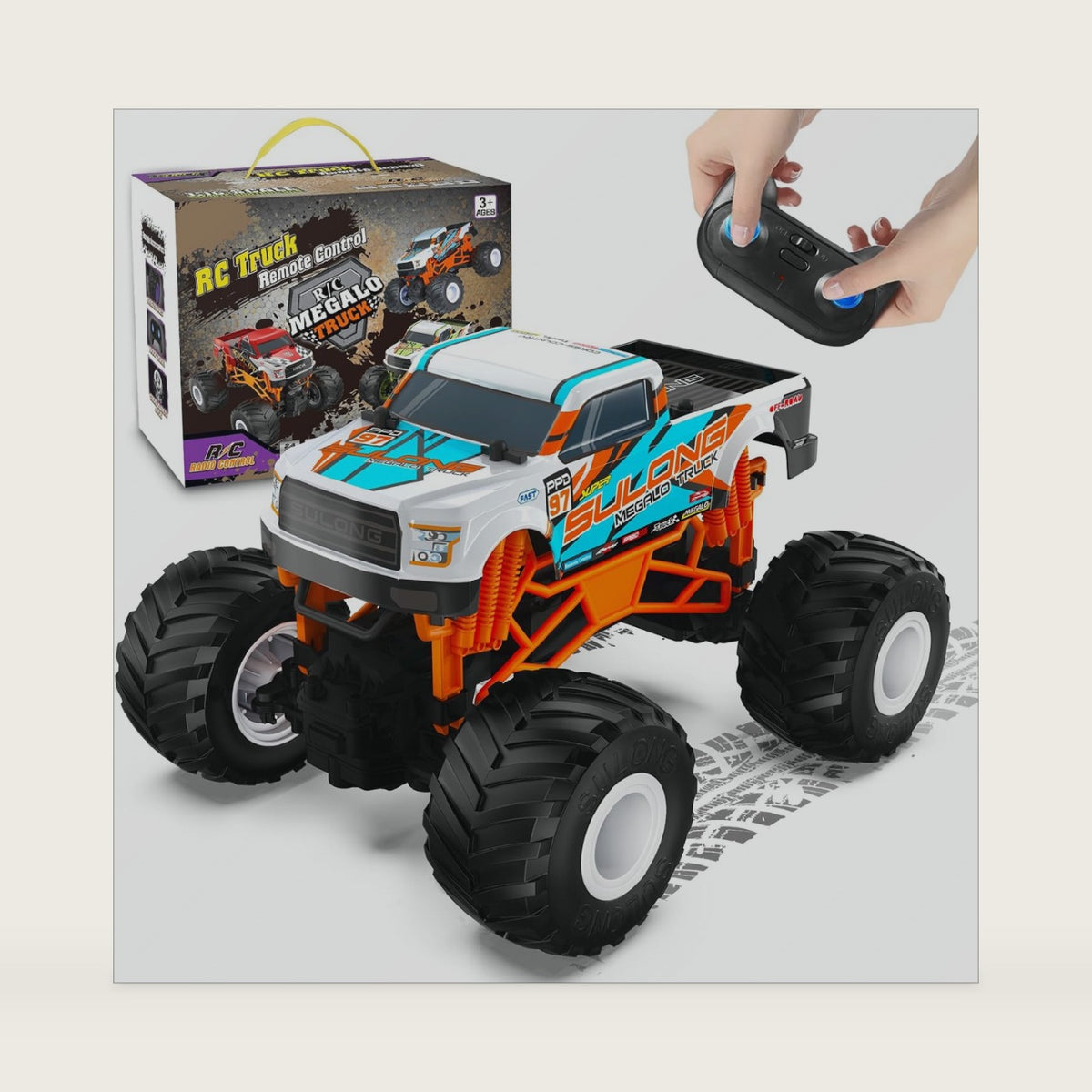 LUVONI Remote Control Car, 20KM/H Monster Truck Toys for Ages 5-7, 1:16 Scale All Terrain RC Cars for Boys & Girls Age 4-7, 2.4Ghz Off Road RC Truck, Christmas Birthday Gift for Kids