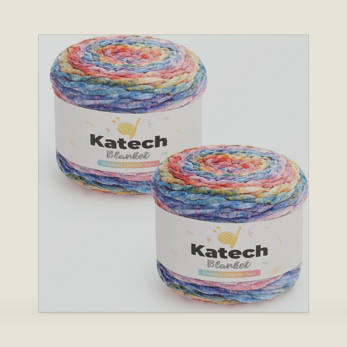 Katech 2 Pcs Ombre Velvet Chenille Yarn for Crocheting, Gradient Cake Yarn