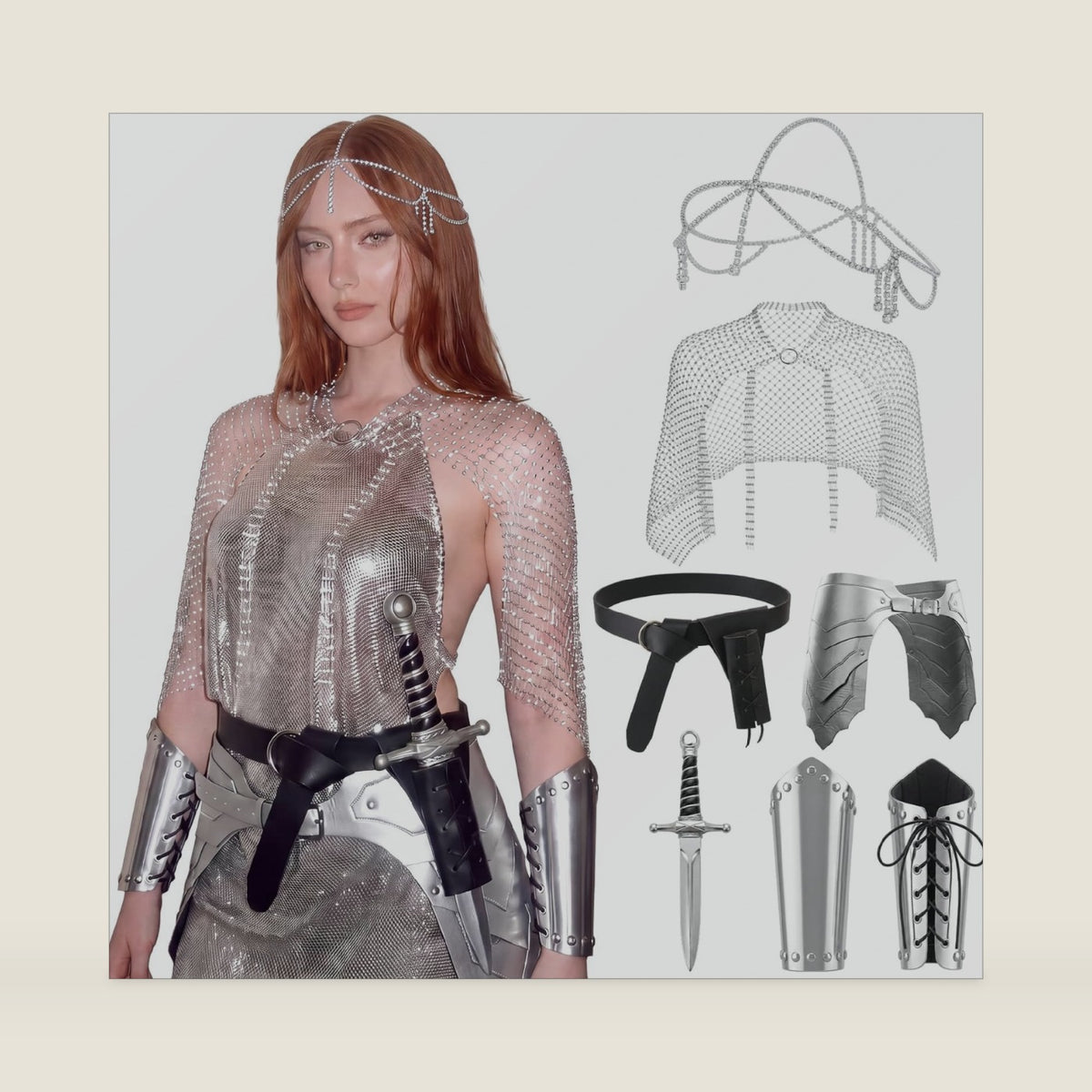 Newcotte 7 Pcs Medieval Armor Women Knight Costume Accessories Set