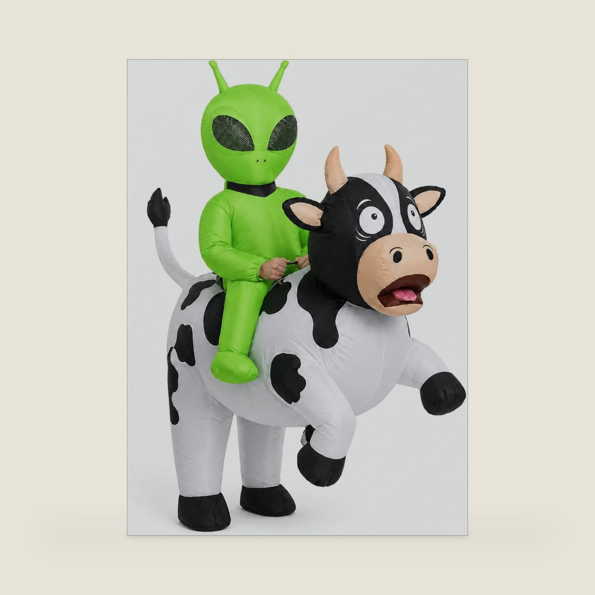 Adult Alien Riding Cow Inflatable Costume for Halloween Party Outfit