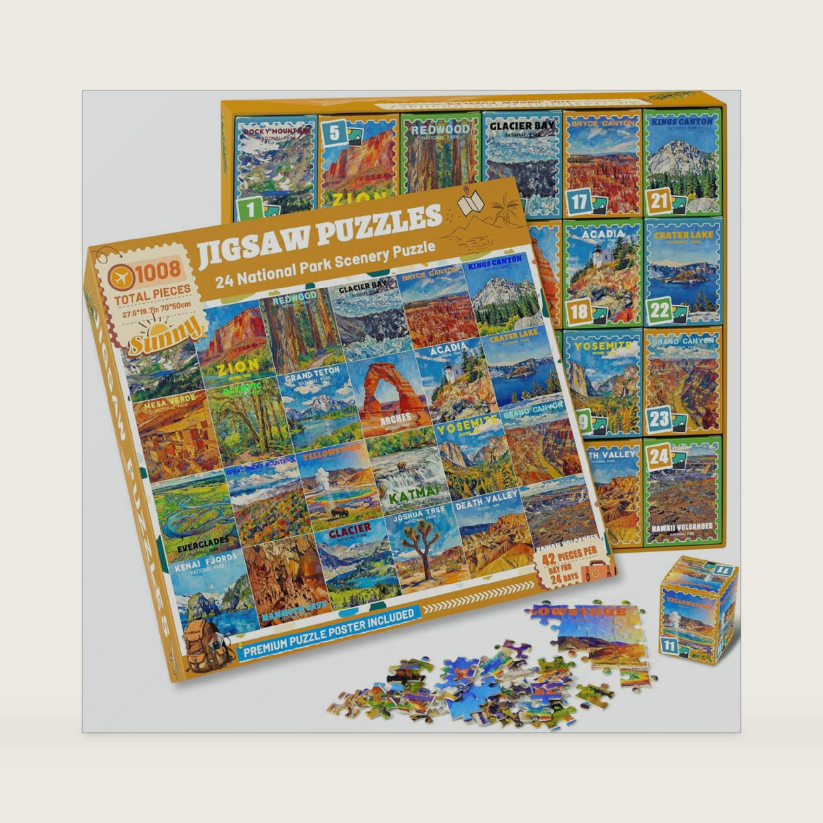 Advent Calendar 2026, 1008 Pieces National Parks Puzzle Advent Calendar