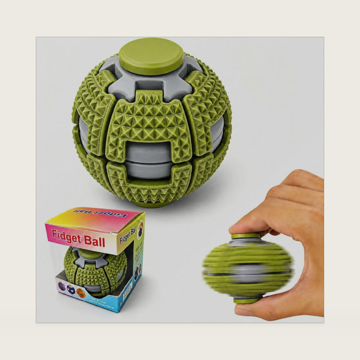 Gemmicho Fidget Toys, 3D Printed Spinner Ball, HelixCore Press to Spin Toy