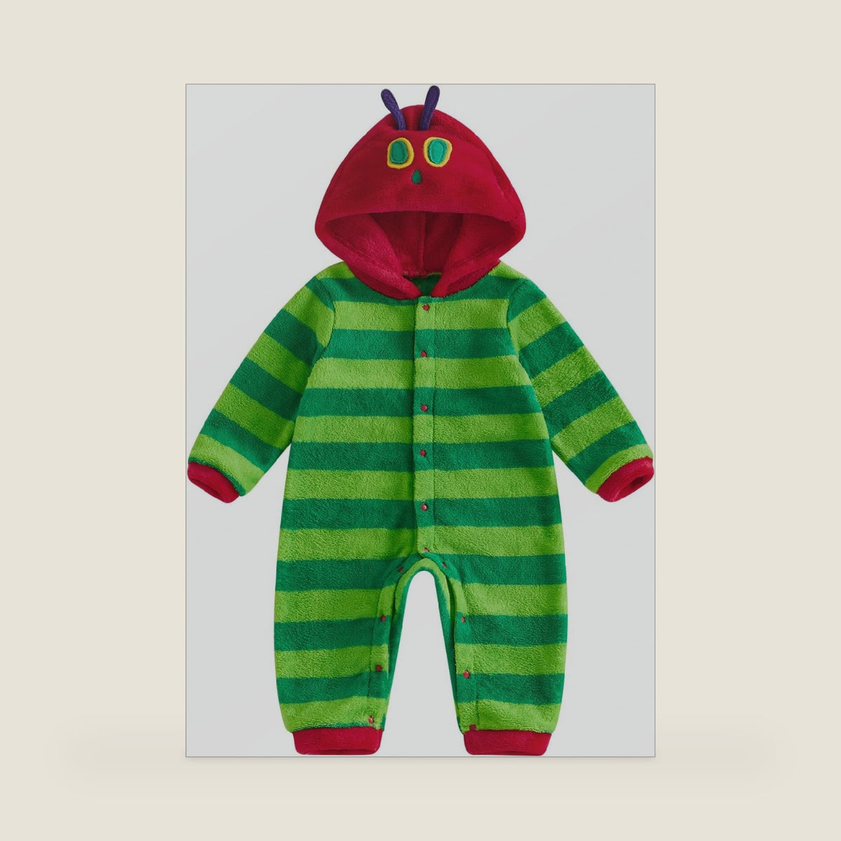 Baby Caterpillar Costume Plush Hooded Romper Halloween Cosplay Costume