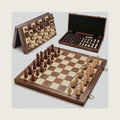 Magnetic Wooden Chess Set, 15" Folding Chess Board with 2 Extra Queens and Pieces Storage Slots, Portable Travel Chess Board Game for Adults & Kids Beginner