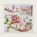 Wooden Train Set for Toddles Girls, 43pcs Pink Unicorn Princess Train Set