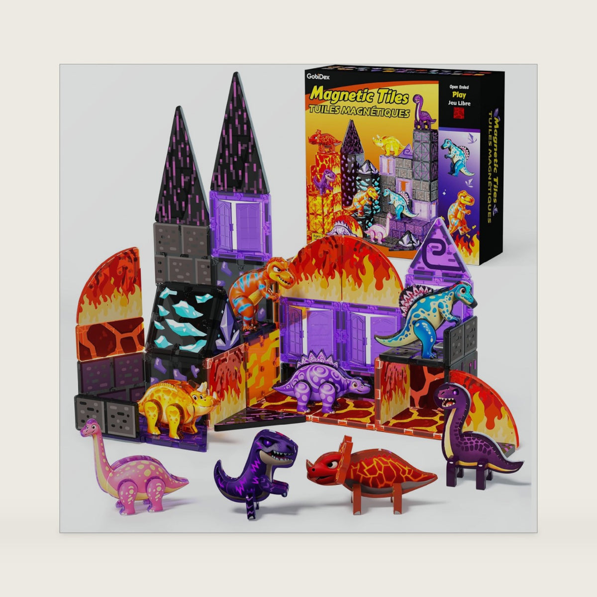 GobiDex Magnetic Tiles Dinosaur Toys for Kids 3-5, STEM Toys for Kids