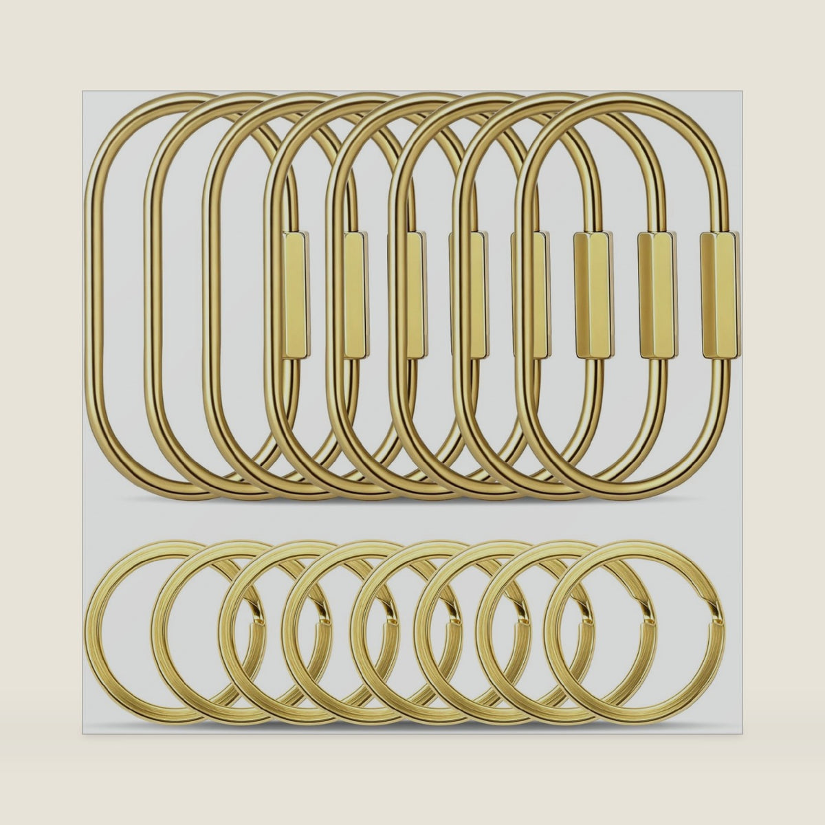 Gold Brass Key Rings Brass Key Ring with Screw Lock (8 Pack)