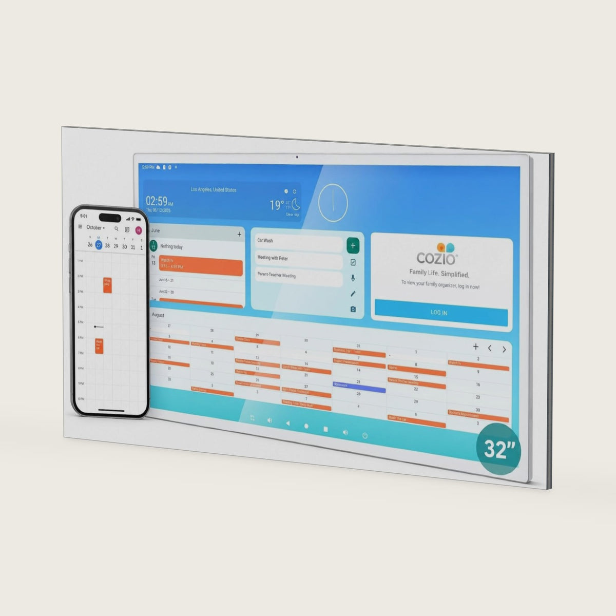 32 Inch Digital Calendar with App Downloads, 4K Full Touchscreen Display